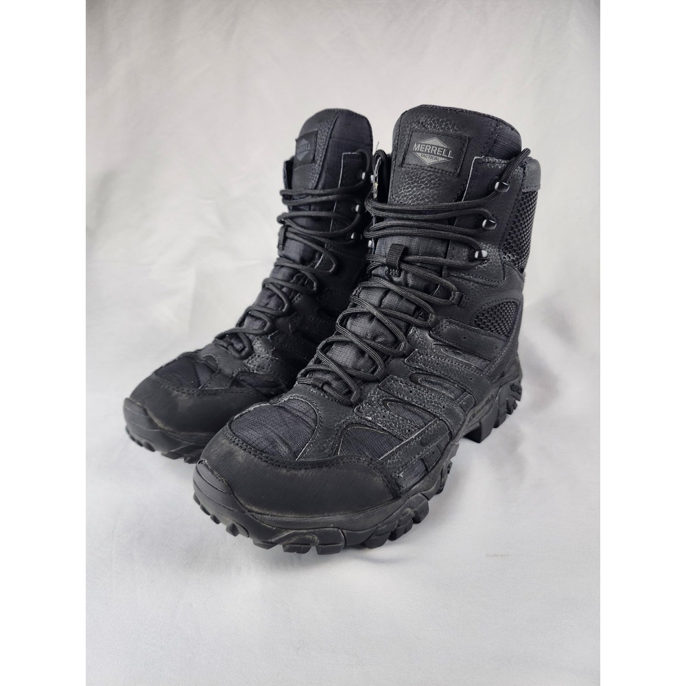 Merrell Size 13 Men's Moab 2 Tactical 8" Waterproof Side Zip Boots Vibram Black